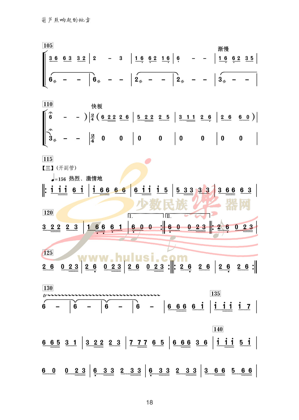 玛尼情歌葫芦丝独奏技巧曲谱(4)